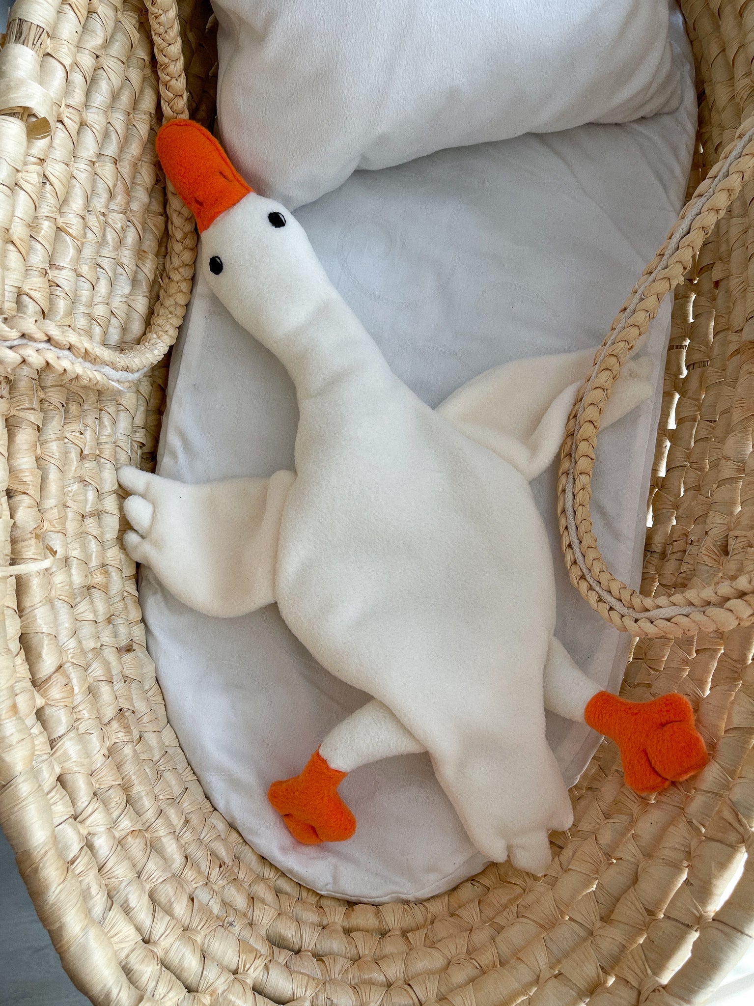 Plush Goose Lovey – Soft Baby Comfort Toy Made of Fleece - WoollyFox